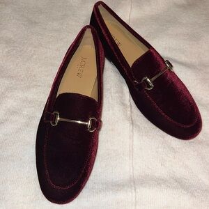 J. CREW Women's deep Red  Velvet Academic Loafers Flats 9 Mint Condition